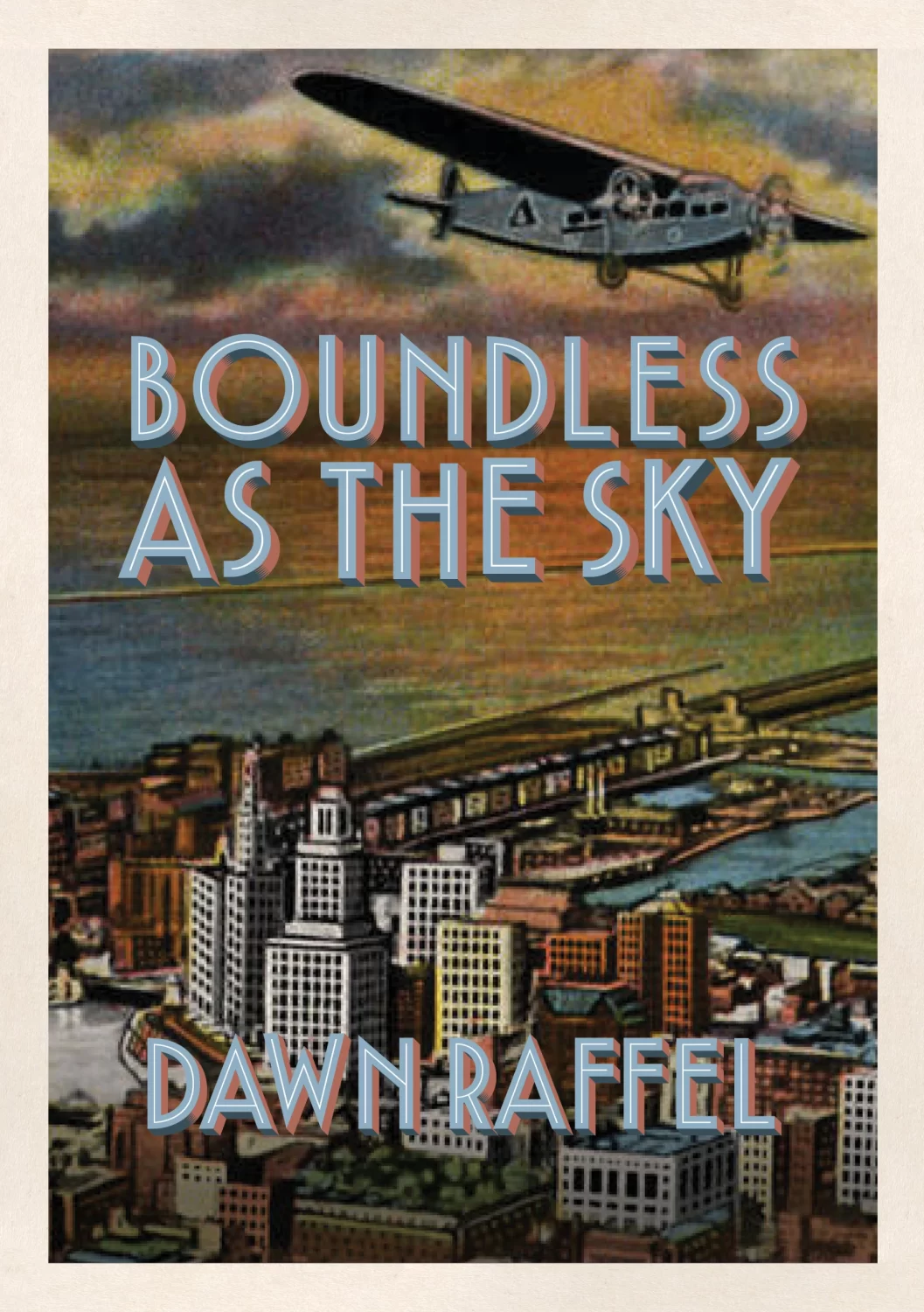 "Boundless As The Sky" cover, featuring a 1930s plane flying over a model city.